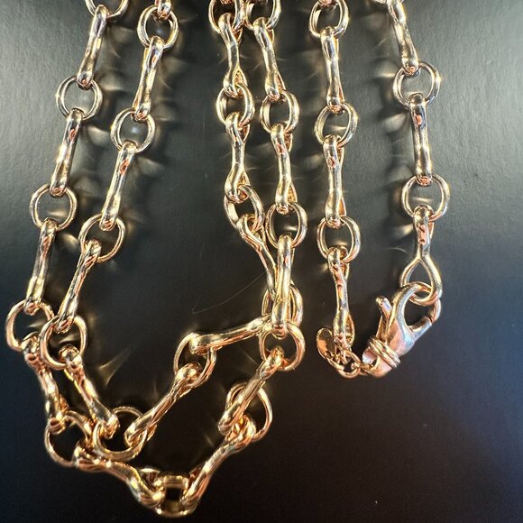 ✨ 34” Milor Italy Bronze Textured Link Chain Necklace | High-Polish Gold Finish - Picture 2 of 3